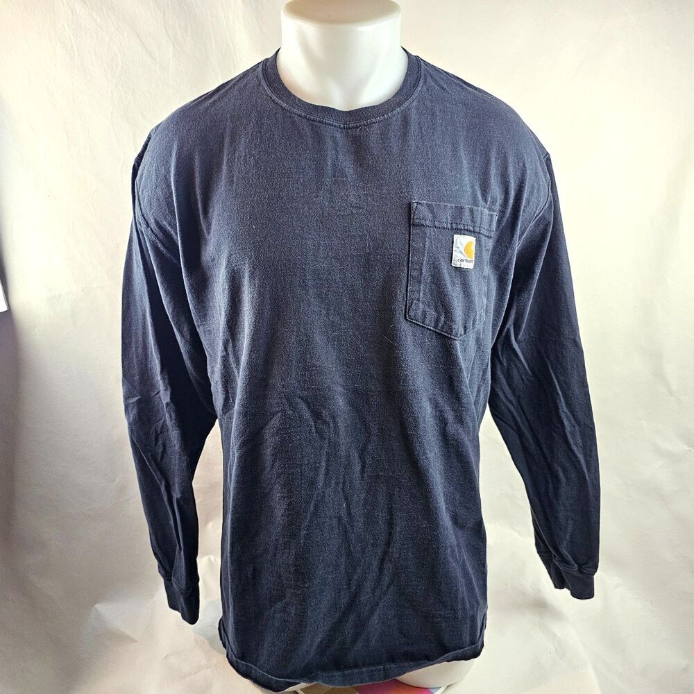 Carhartt T Shirt Mens Large Blue Pocket Tee Workwear Heavyweight Cotton